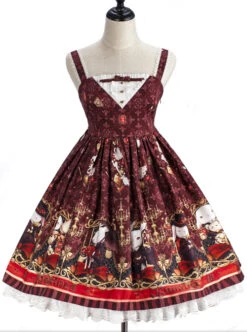 Bunnies In Pokerland Series JSK Cotton Printing Sweet Lolita Sling Dress -MIMY Lolita Shop 3 500x672 369