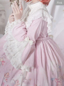 November's Ode Series OP Cute Printing Sweet Lolita Trumpet Sleeve Dress -MIMY Lolita Shop 3 500x672 372