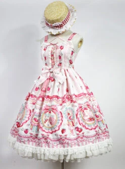 Strawberry Rabbit Series Sweet Lolita High Waist Sling Dress -MIMY Lolita Shop 3 500x672 373