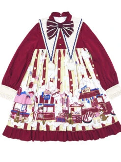 Popcorn Series Christmas Red Sweet Lolita Long Sleeve Dress 11 Popcorn Series Christmas Red Sweet Lolita Long Sleeve Dress -MIMY Lolita Shop 3 500x672 403
