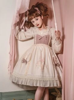 Cute Little Bear Embroidery Bow-Knot Lace Gentle Sweet Lolita Sleeveless Dress -MIMY Lolita Shop 3 500x672 405