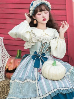 Sparrows In The Mirror Series JSK Type I Light Blue Retro Pastoral Style Sweet Lolita Sling Dress 19 Sparrows In The Mirror Series JSK Type I Light Blue Retro Pastoral Style Sweet Lolita Sling Dress -MIMY Lolita Shop 3 500x672 410