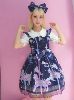 MIMY Lolita Shop 17 Unicorn Carousel Series Flying Sleeves Sweet Lolita Dress