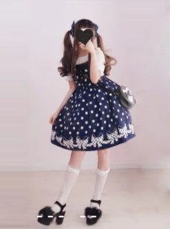 Wave Point Bowknot Sweet Lolita Sling Dress -MIMY Lolita Shop 3 500x672 417