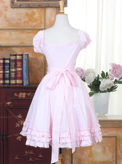 Cute Pink Sweet Lolita Short Puff Sleeve Dress 7 Cute Pink Sweet Lolita Short Puff Sleeve Dress -MIMY Lolita Shop 3 500x672 419