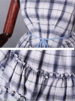 Blue Grid High Waist Lolita Dress -MIMY Lolita Shop 3 500x672 424