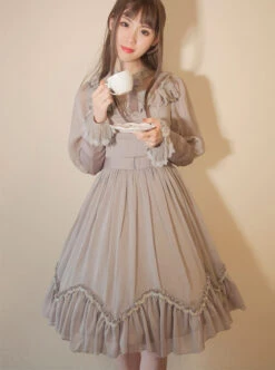 Retro Palace Slim Lace Long Style Classic Lolita Long Sleeve Dress -MIMY Lolita Shop 3 500x672 439