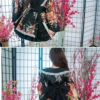 Japanese Style Flowers Printing Bowknot Black Kimono Classic Lolita Dress
