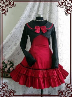Ruffle Bow Double Breasted Two-pieces Classic Lolita Dress -MIMY Lolita Shop 3 500x672 453