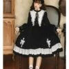 Cross Temple Series OP Pure Color Cotton Halloween Simplicity Gothic Lolita Black Long Sleeve Dress -MIMY Lolita Shop 3 500x672 48