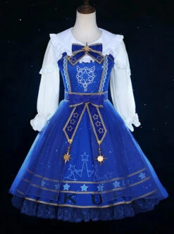 *Star Dream Magic Array* Series JSK Classic Lolita Blue Sling Dress -MIMY Lolita Shop 3 500x672 480