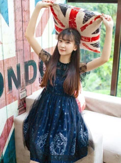 Starry Night Angel Series Navy Blue Two-piece Sling Dress -MIMY Lolita Shop 3 500x672 481