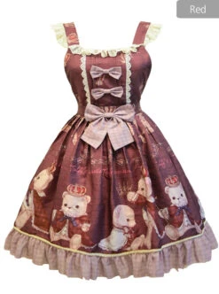 Coronation Bear Series JSK Chiffon Classic Lolita Sling Dress Version 2 -MIMY Lolita Shop 3 500x672 482