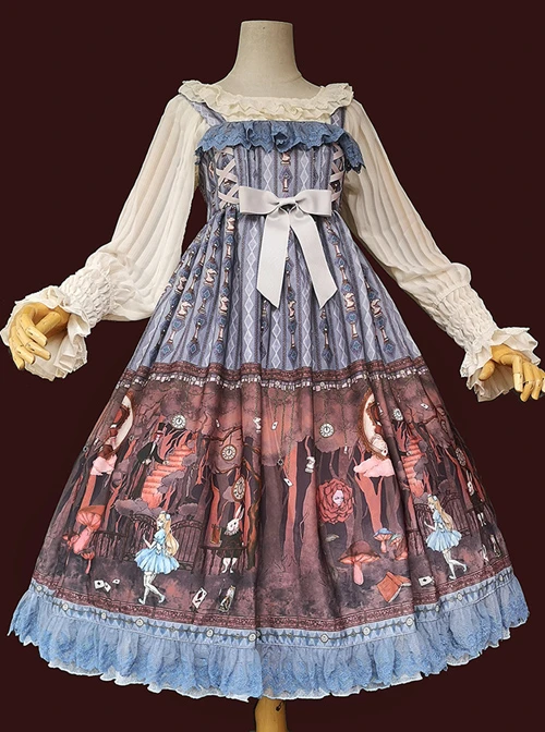 Alice Dark Forest Series JSK High Waist Classic Lolita Sling Long Dress 4 Alice Dark Forest Series JSK High Waist Classic Lolita Sling Long Dress - Image 2