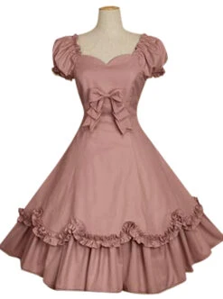 Bow Cotton Short Sleeves Classic Lolita Dress