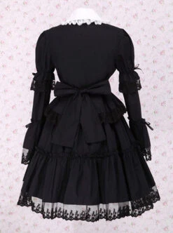 Black Lapel Ruffle Gothic Lolita Long Sleeve Dress 8 Black Lapel Ruffle Gothic Lolita Long Sleeve Dress -MIMY Lolita Shop 3 500x672 55