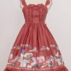 Magic Tea Party Handmade Girl's Hat Shop Series Printing Classic Lolita Sling Dress