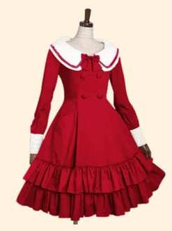 Double Breasted Lapel Long Sleeve Classic Lolita Dress -MIMY Lolita Shop 3 500x672 572