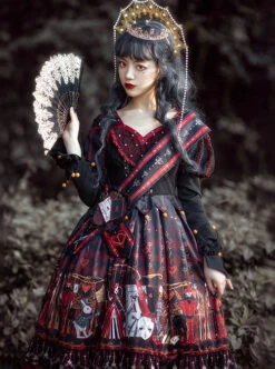 The Queen Of Hearts Series OP Gothic Lolita Printing Long Sleeve Dress -MIMY Lolita Shop 3 500x672 58