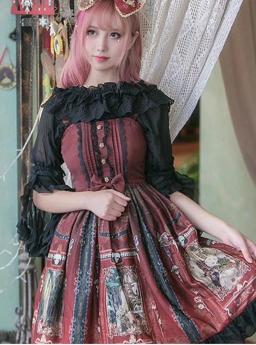 Old Castle Elves Series Retro High Waist Lolita Sling Dress 9 Old Castle Elves Series Retro High Waist Lolita Sling Dress - Image 7