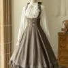 Elegant Slim Fit Detachable Halter Large Bow Striped Pocket Two-Wear Sling Classic Lolita Dress
