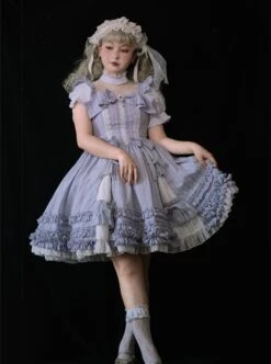 Purple Elegant Square Neck Bowknot Decoration Spring Summer Pure Color Classic Lolita Sleeveless Dress -MIMY Lolita Shop 3 500x672 591