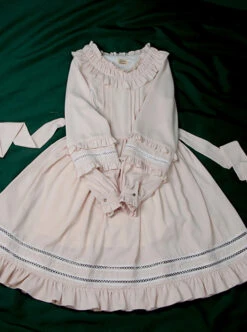 Elegant Cute Lace Pure Color Ruffles Classic Lolita Long Sleeve Dress -MIMY Lolita Shop 3 500x672 595