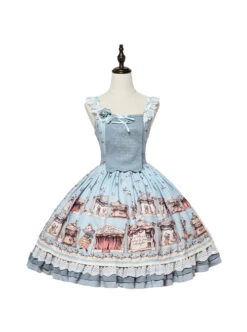 Box Theater Series JSK Printing Embroidery Normal Waist Classic Lolita Sling Dress -MIMY Lolita Shop 3 500x672 596