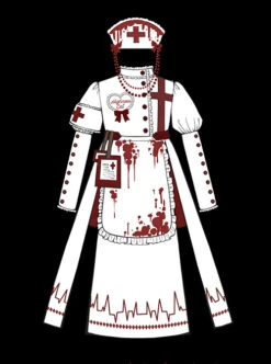 Scarlet Cross Series OP Long Style Blood Printing Halloween Nurse Gothic Lolita Long Sleeve Dress -MIMY Lolita Shop 3 500x672 62
