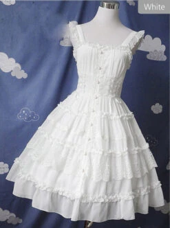 Pure Black And Pure White JSK Classic Lolita Sling Dress -MIMY Lolita Shop 3 500x672 626