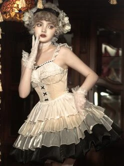 Paris Sunset Series French Ballet Fishbone Small Flying Sleeves Lace Gradient Ambilight Yarn Classic Lolita Dress -MIMY Lolita Shop 3 500x672 631