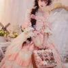 Flower Garden Series OP Pink Pastoral Retro Girl Style Delicate Lace Jacquard Trim Bow Knot Classic Lolita Short Sleeve Dress -MIMY Lolita Shop 3 500x672 640