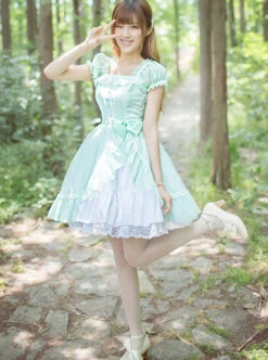 Mint Green Short Sleeve Bowknot Classic Lolita Dress -MIMY Lolita Shop 3 500x672 642