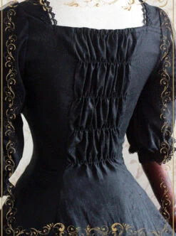 Elegant Black Jacquard Classic Lolita Half Sleeve Dress 11 Elegant Black Jacquard Classic Lolita Half Sleeve Dress -MIMY Lolita Shop 3 500x672 646
