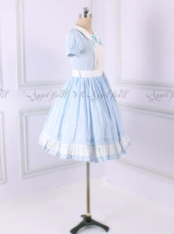 Alice In Wonderland Blue Short Puff Sleeves Classic Lolita Dress -MIMY Lolita Shop 3 500x672 649