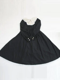 Black Corduroy Long Sleeve Classic Lolita Long Dress 12 Black Corduroy Long Sleeve Classic Lolita Long Dress -MIMY Lolita Shop 3 500x672 651