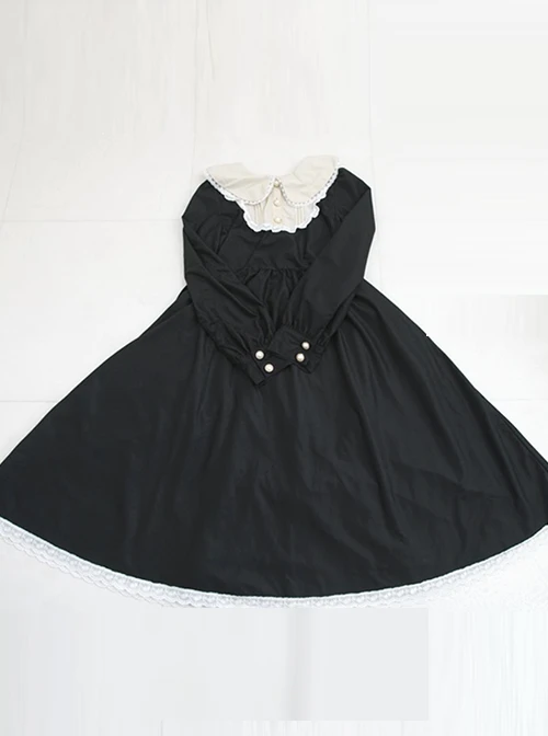 Black Corduroy Long Sleeve Classic Lolita Long Dress 7 Black Corduroy Long Sleeve Classic Lolita Long Dress - Image 5