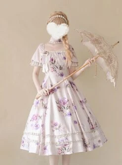 Sen Department Fresh Small Square Neck Rose Pattern Print White Bubble Short Sleeve Slim Fit Classic Lolita Dress 9 Sen Department Fresh Small Square Neck Rose Pattern Print White Bubble Short Sleeve Slim Fit Classic Lolita Dress -MIMY Lolita Shop 3 500x672 652