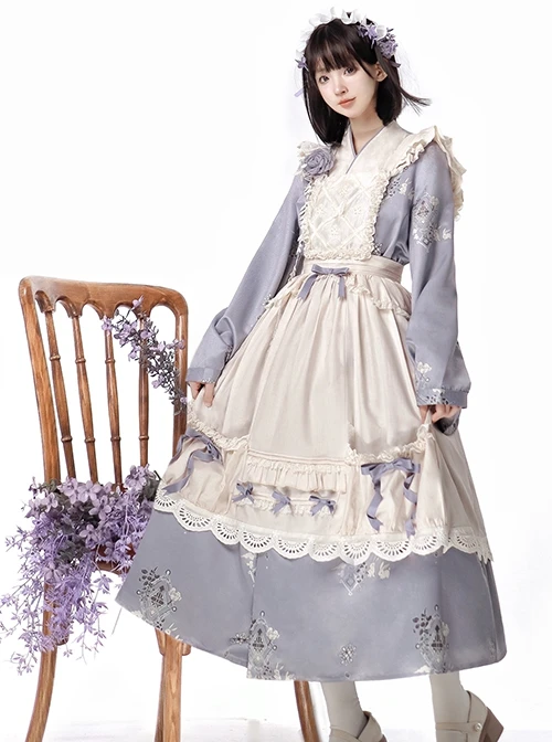 Pharmacy In The Clouds Series Chinese Style Han Elements Forest Vibes Gentle Sweet Light Purple Lolita Dress Apricot Overskirt Two Piece Set 5 Pharmacy In The Clouds Series Chinese Style Han Elements Forest Vibes Gentle Sweet Light Purple Lolita Dress Apricot Overskirt Two Piece Set - Image 3