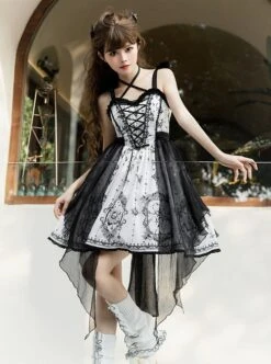 Adjustable Shoulder Strap V Type Lace Neckline Design Butterfly Magic Print Irregular Black Net Yarn Hem Gothic Lolita Sleeveless Dress 10 Adjustable Shoulder Strap V Type Lace Neckline Design Butterfly Magic Print Irregular Black Net Yarn Hem Gothic Lolita Sleeveless Dress -MIMY Lolita Shop 3 500x672 66
