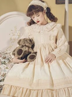 Camellia Series Pastoral Style Lace Doll Neck Ruffle Long Sleeve Classic Lolita Dress -MIMY Lolita Shop 3 500x672 660