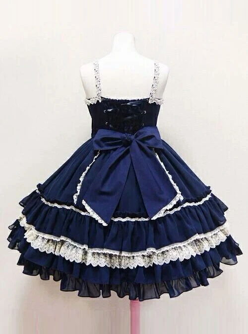 Palace Style Bowknot Lace Classic Lolita Sling Dress 3 Palace Style Bowknot Lace Classic Lolita Sling Dress