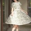 Secret Garden Series Elegant Fresh Doll Collar Bowknot Decorated Green Plant Printed Ruffle Hem Classic Lolita Puff Sleeve Dress -MIMY Lolita Shop 3 500x672 671