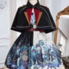 Abyss Series JSK Retro Punk Lolita Sling Dress And Cape Set