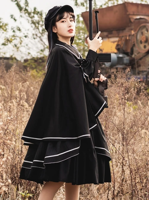 Loyal Chariot Series Military Style Handsome Detachable Brooch Irregular Hem Design Punk Lolita Long-Sleeved Dress Set 4 Loyal Chariot Series Military Style Handsome Detachable Brooch Irregular Hem Design Punk Lolita Long-Sleeved Dress Set - Image 2