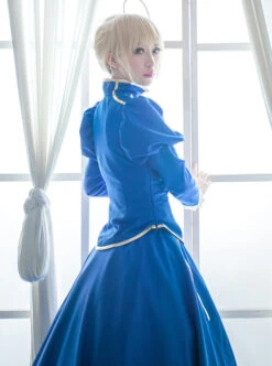 Fate/Grand Order Saber Series Lolita Blue Cosplay Long Sleeve Dress -MIMY Lolita Shop 3 500x672 782