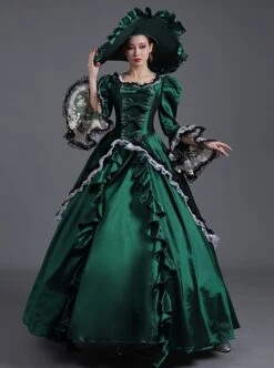 Klein Blue Retro Style Square Collar Chest Bowknot Black-white Lace Long Sleeve Court Prom Lolita Dress -MIMY Lolita Shop 3 500x672 809