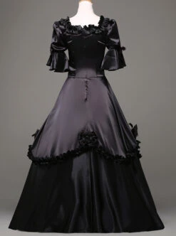 Black Retro Victorian Stereoscopic Flower Decoration Gothic Lolita Prom Dress -MIMY Lolita Shop 3 500x672 811