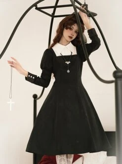 Redemption Cross Series Gothic Lolita Bat Necklace Nun Style Black Holiness Puff Long Sleeve Dress 10 Redemption Cross Series Gothic Lolita Bat Necklace Nun Style Black Holiness Puff Long Sleeve Dress -MIMY Lolita Shop 3 500x672 83