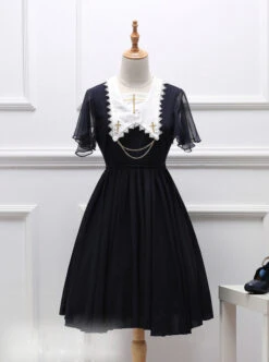 Black Short Sleeves Crucifix Gothic Lolita Dress -MIMY Lolita Shop 3 500x672 84